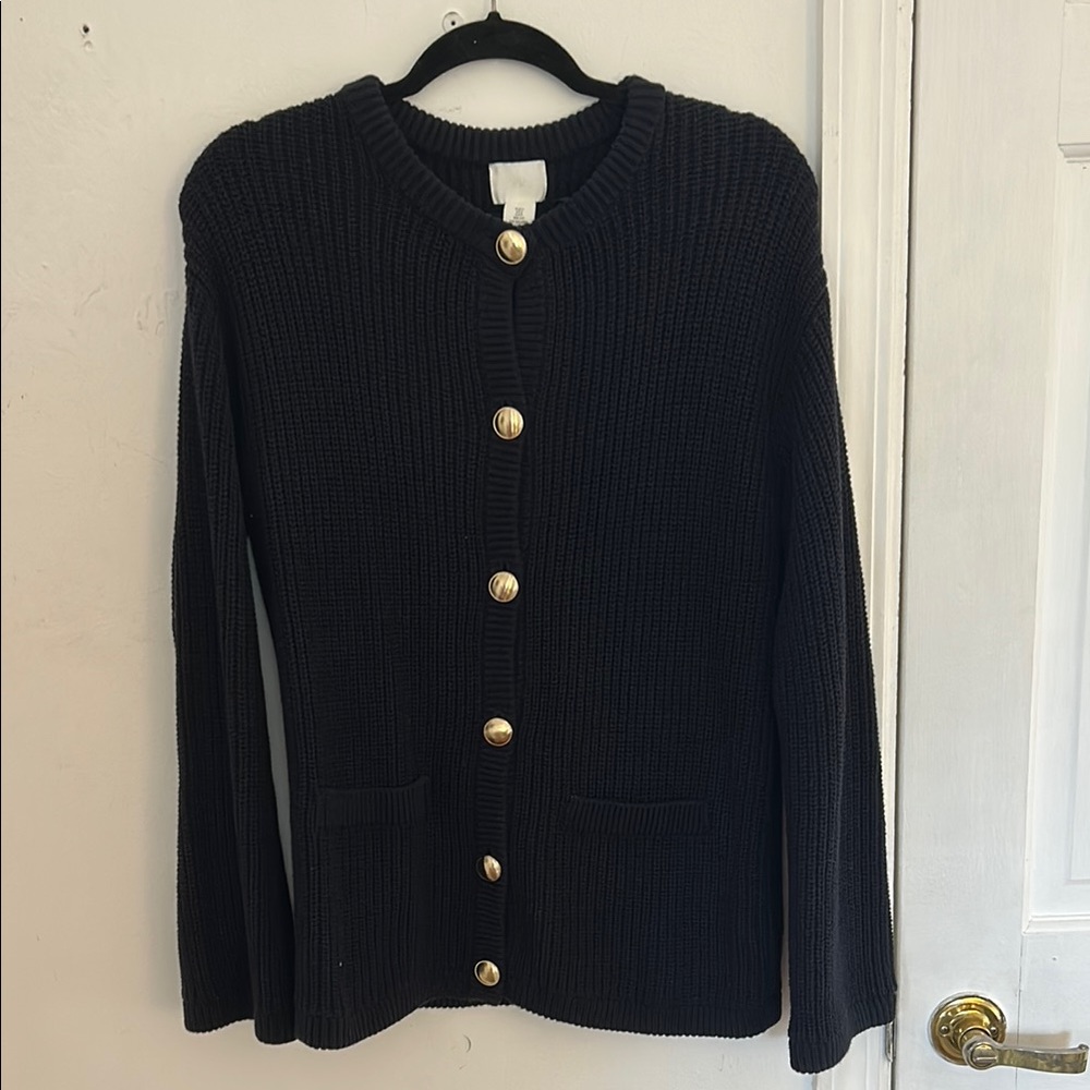 H&M Navy Button-Up Women's Sweater